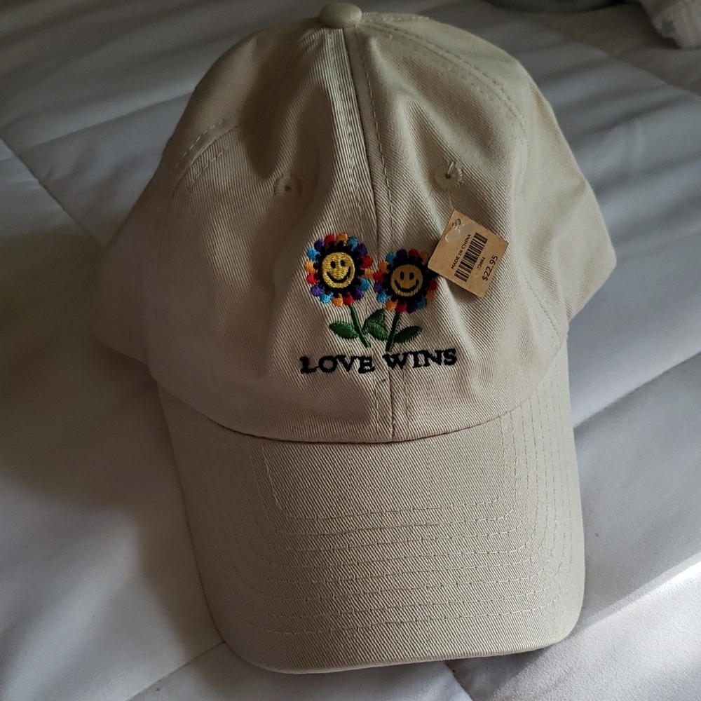 Love Wins Embroidered Cap - Cream